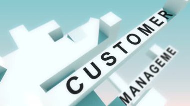 Müşteri ilişkileri yönetimi kelime küpleri ile animasyon