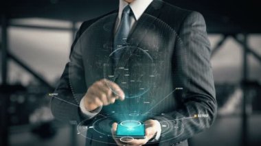 Lojistik yönetimi hologram konsepti ile işadamı