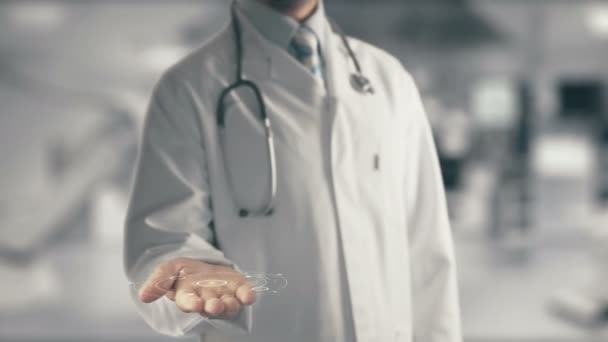 Médico sosteniendo en la mano Anticonceptivos — Vídeo de stock