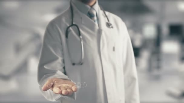 Doctor in de hand houden van acnelittekens — Stockvideo