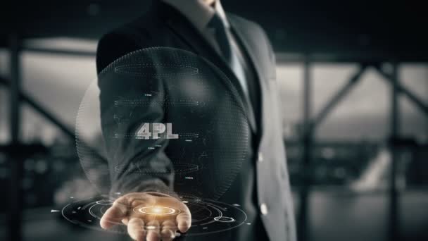 4PL avec hologramme concept d'homme d'affaires — Video