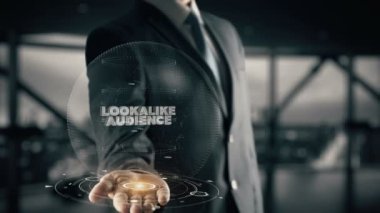 Hologram işadamı kavramı izleyiciyle lookalike