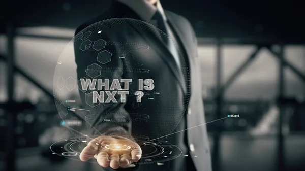 Що таке NXT з голограмою бізнесмен концепції — стокове фото