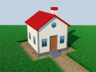 Ev çim - 3d görüntü