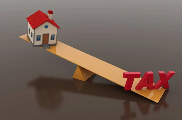 Tax Concept with 3d House Model — Stock Photo, Image