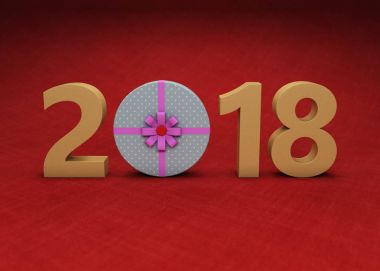 New Year 2018 with Gift Box 