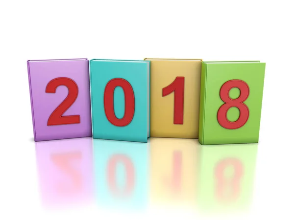 Ano Novo 2018 com livros de texto — Fotografia de Stock