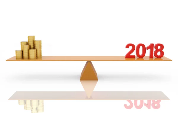 Neujahr 2018 mit Goldmünze — Stockfoto