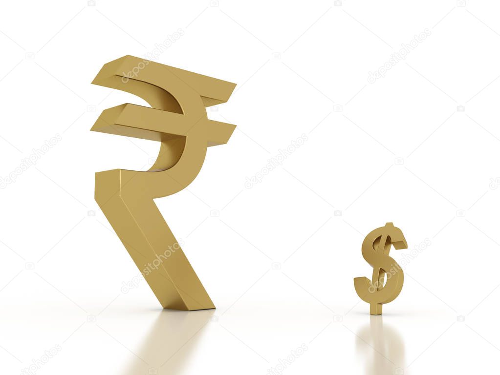 Rupee with Dollar concept 