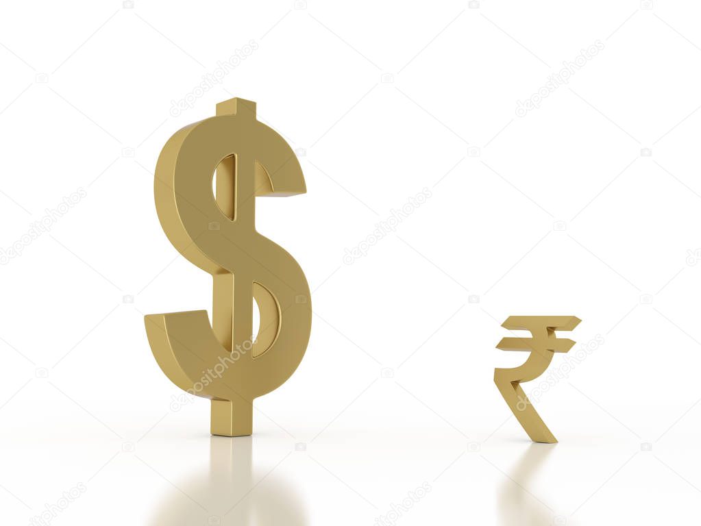 Rupee with Dollar concept 