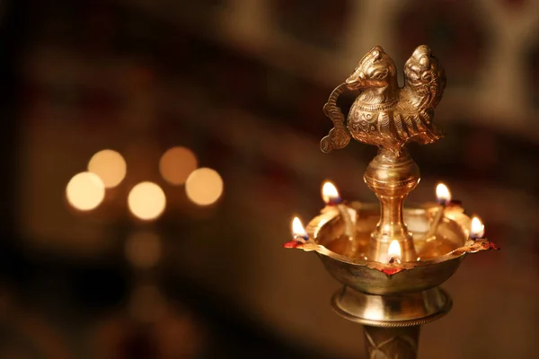 Indian Traditional Oil Lamp Flame — Stock Photo, Image