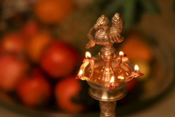 Indian Traditional Oil Lamp Flame — Stock Photo, Image