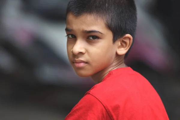 Portrait Indian Boy Posing Camera — Stock Photo, Image