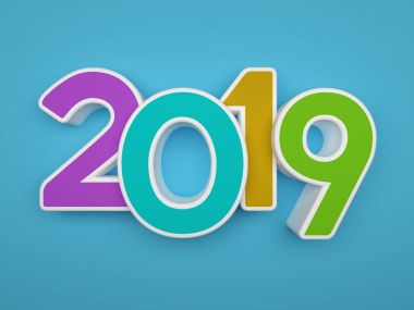      Yeni yıl 2019 - 3d görüntü 