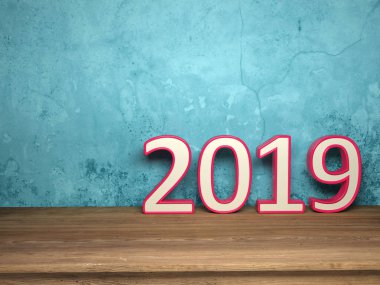      Yeni yıl 2019 - 3d görüntü 