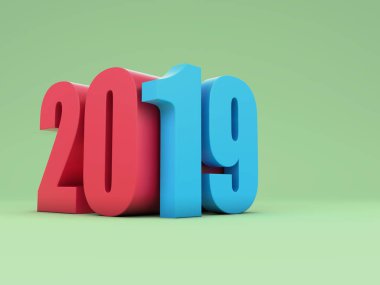      Yeni yıl 2019 - 3d görüntü 