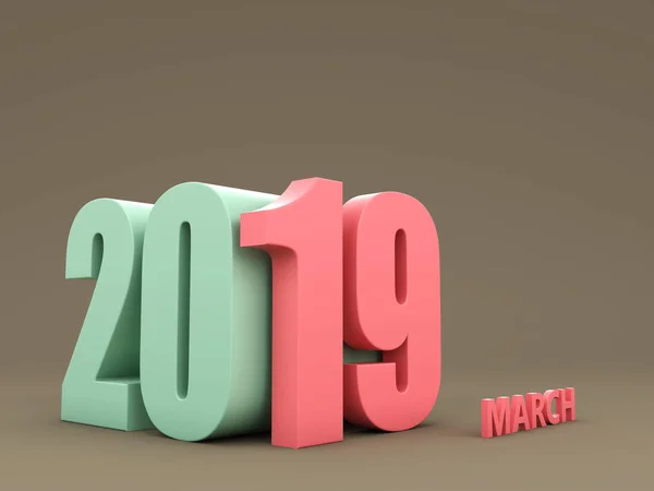 Ano Novo 2019 Imagem Renderizada — Fotografia de Stock