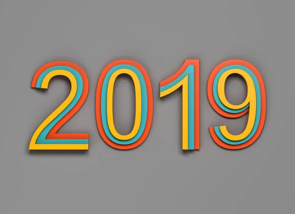 Ano Novo 2019 Imagem Renderizada — Fotografia de Stock