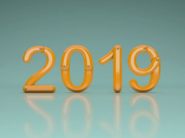      Yeni yıl 2019 - 3d görüntü 