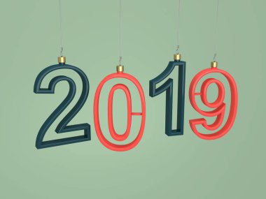      Yeni yıl 2019 - 3d görüntü 