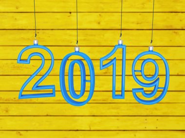      Yeni yıl 2019-3d görüntü işlenen 