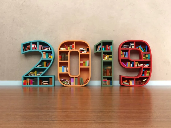 New Year 2019 with Books - 3D Rendered Image