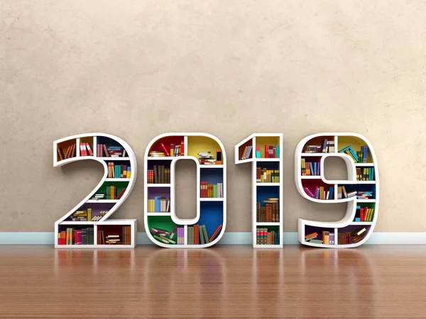      Yeni yıl 2019 kitaplar - 3d görüntü işlenen 