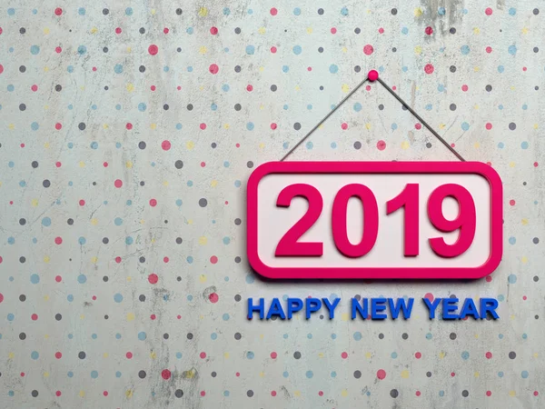 Nowy Rok 2019 Renderowanego Obrazu — Zdjęcie stockowe