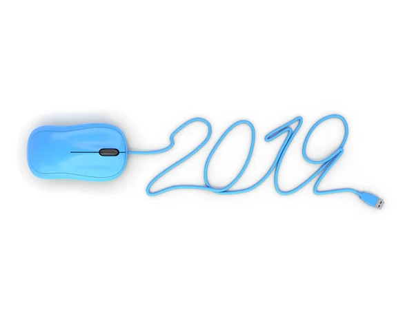 Yeni yıl 2019 ile fare - 3d görüntü işlenen 