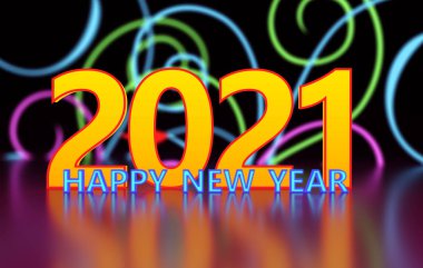 Yeni Yıl 2021 Yaratıcı Tasarım Konsepti - 3B Hazırlanmış Resim
