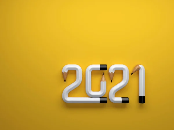 2021年新年创意设计概念 3D渲染图像 — 图库照片