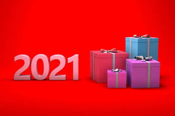 2021年新年创意设计概念 3D渲染图像 — 图库照片