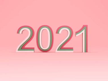 Yeni Yıl 2021 Yaratıcı Tasarım Konsepti - 3B Hazırlanmış Resim