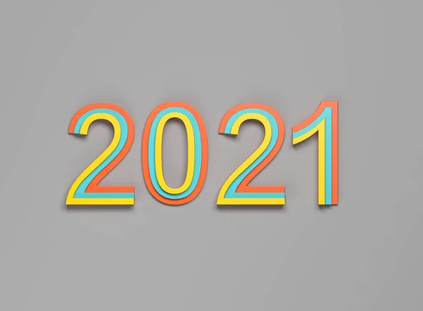 2021年新年创意设计概念 3D渲染图像 — 图库照片