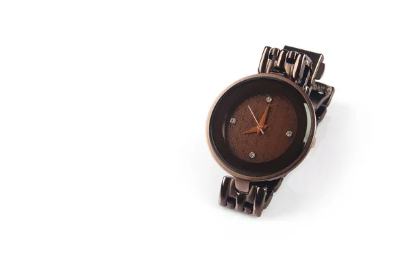 Mädchen Klassische Armbanduhr Auf Weißem Hintergrund — Stockfoto