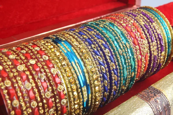 Indian Traditional Colorful Glass Bangles Unique Design — Stock Photo, Image