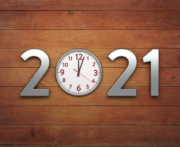 Yeni Yıl 2021 Saat Ile Yaratıcı Tasarım Konsepti Yapılandırılmış Resim — Stok fotoğraf