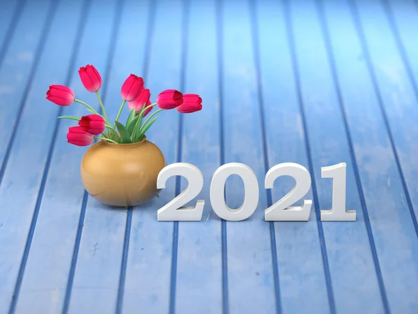 Ano Novo 2021 Conceito Design Criativo Imagem Renderizada — Fotografia de Stock