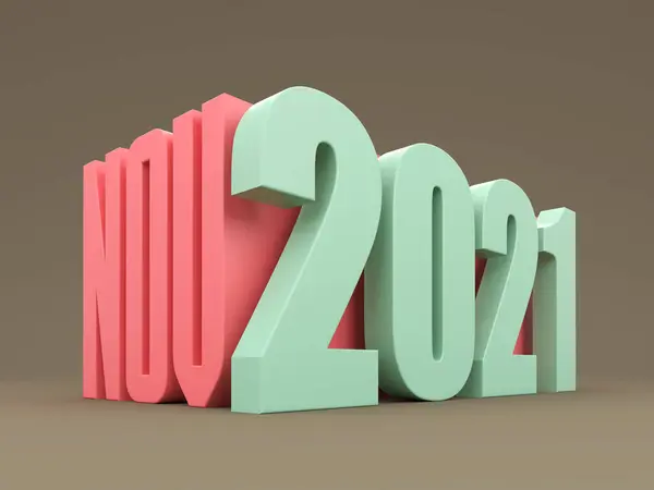 2021年新年创意设计概念 3D渲染图像 — 图库照片