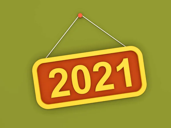 New Year 2021 Creative Design Concept Sign Board Rendered Image — Stock Photo, Image