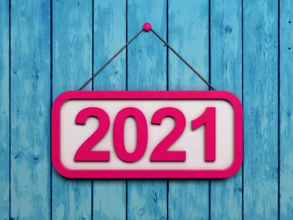 Nuovo Anno 2021 Creative Design Concept Sign Board Immagine Resa — Foto Stock