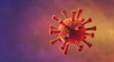 COVI-19 Corona Virüsü - Mikrobiyoloji ve Viroloji Konsepti - 3D oluşturulmuş görüntü