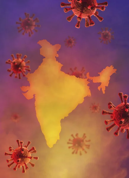 India lockdown preventing covid-19 epidemic - 3d rendered image