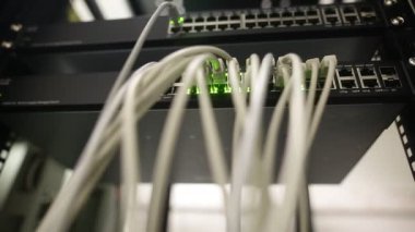 Sunucuları olan ağ sunucu odası, çalışan yüksek performanslı bilgisayarlar, It konsepti