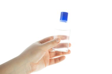 El dezenfektanı kapat, koronavirüse karşı dezenfeksiyon, virüse karşı koruma, sağlık konsepti