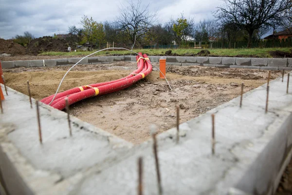 Fondamenti Della Casa Bungalow Incompiuto Costruzione Ruvida — Foto Stock