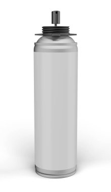 Boş alüminyum sprey olabilir, inşaat malzemesi, aerosol sprey olabilir, metal şişe beyaz arka plan üzerinde izole.