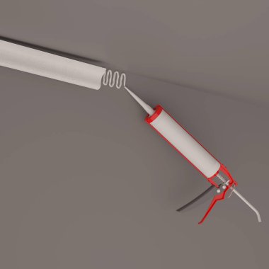 Koyu arka plan üzerinde izole silikon tutkal tabancası görselleştirme