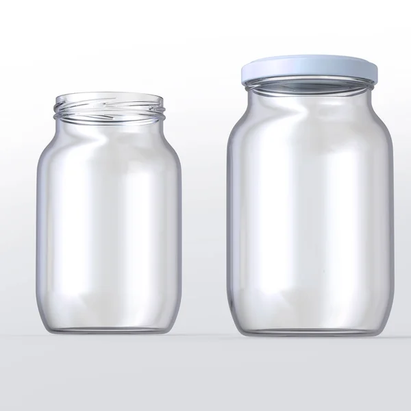 空のグラスは Jar に孤立した白い背景です のレンダリング — ストック写真