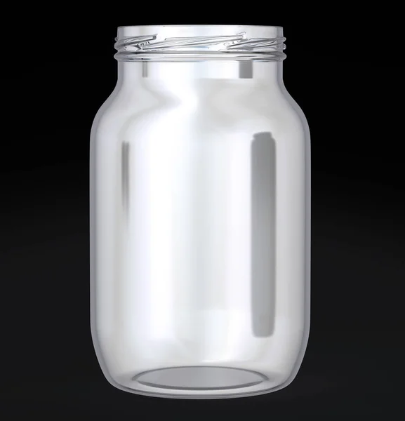 Empty Glass Jar Isolated Dark Background Render — Stock Photo, Image